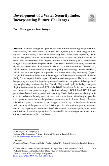 (PDF) Development of a Water Security Index Incorporating Future Challenges