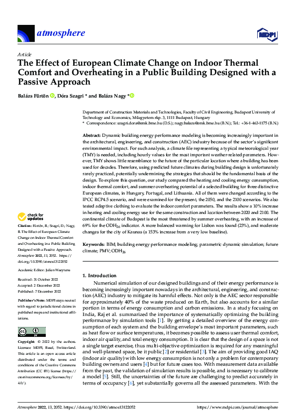 (PDF) The Effect of European Climate Change on Indoor Thermal Comfort ...