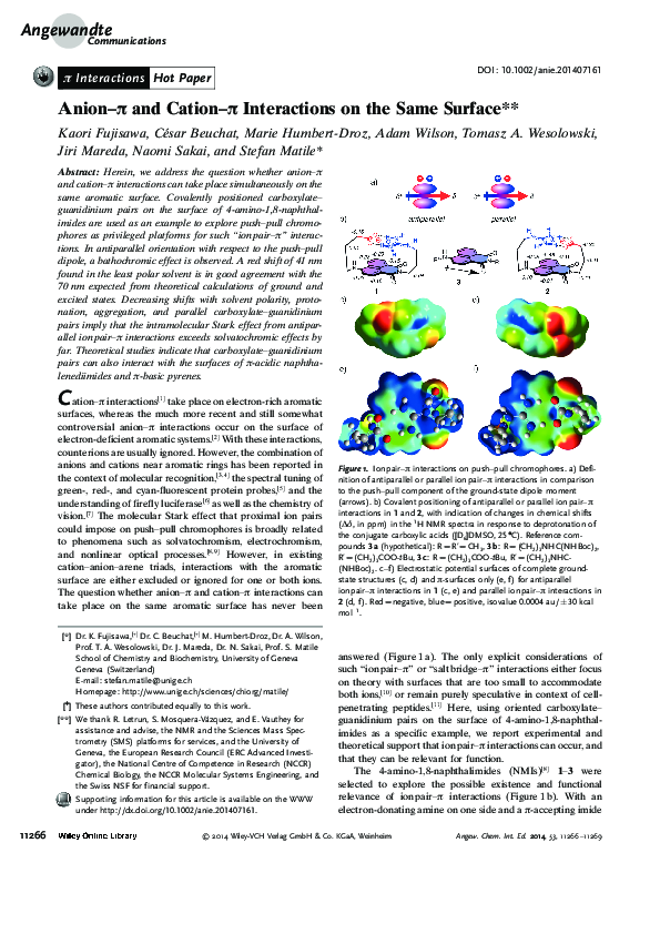 (PDF) Anion–p and Cation–p Interactions on the Same Surface**