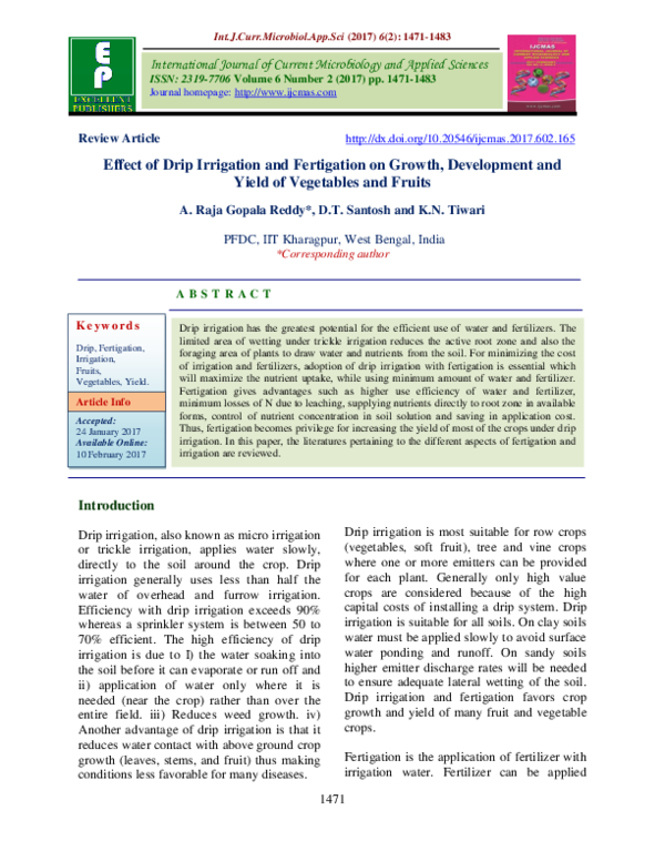 (PDF) Effect of Drip Irrigation and Fertigation on Growth, Development ...