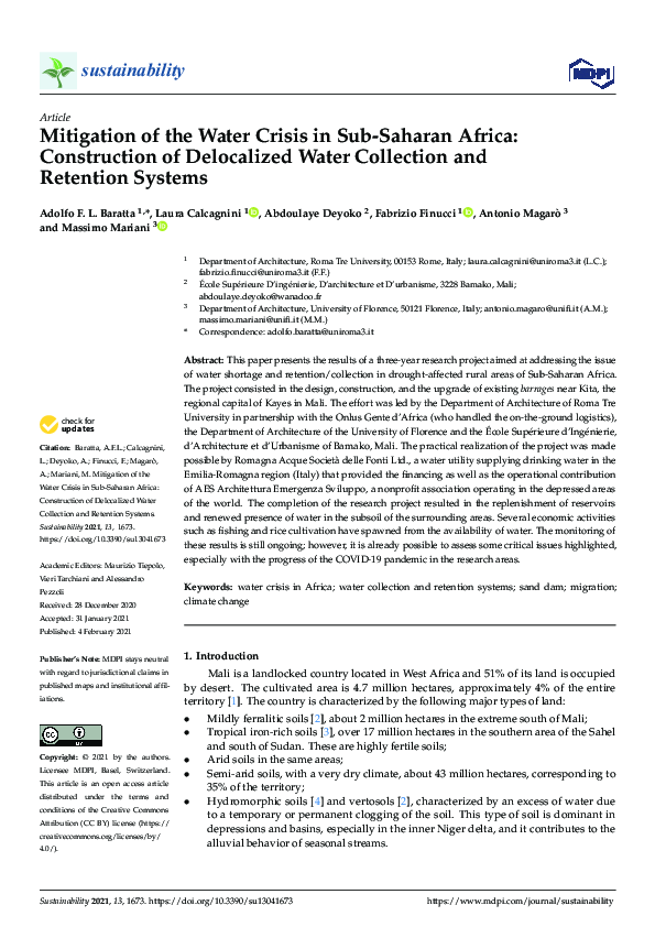 (PDF) Mitigation of the Water Crisis in Sub-Saharan Africa ...