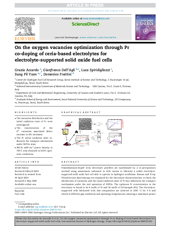 (PDF) On the oxygen vacancies optimization through Pr co-doping of ...