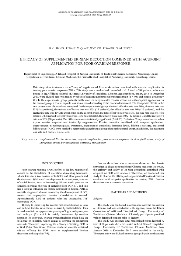 (PDF) Efficacy of supplemented Er-xian decoction combined with acupoint ...