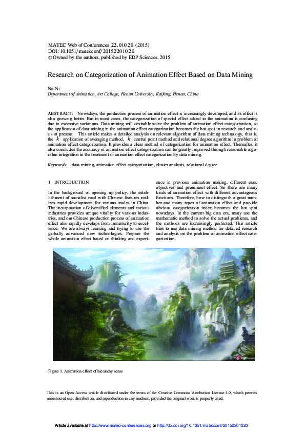 (PDF) Research on Categorization of Animation Effect Based on Data Mining