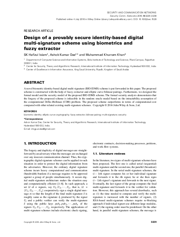 (PDF) Design of a provably secure identity-based digital multi ...