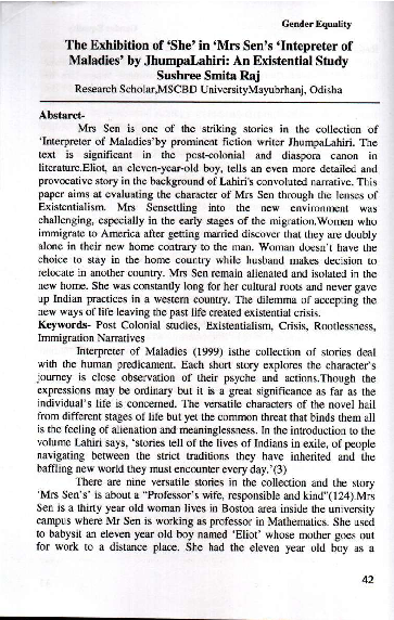 (PDF) The Exhibition of 'She' in 'Mrs Sen's by Jhumpa Lahiri: An ...
