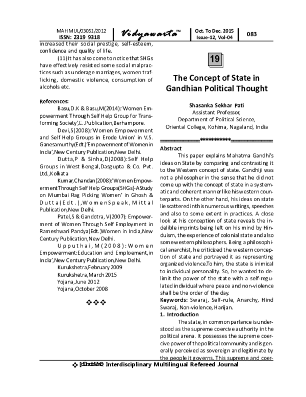 (PDF) The Concept of State in Gandhian Political Thought