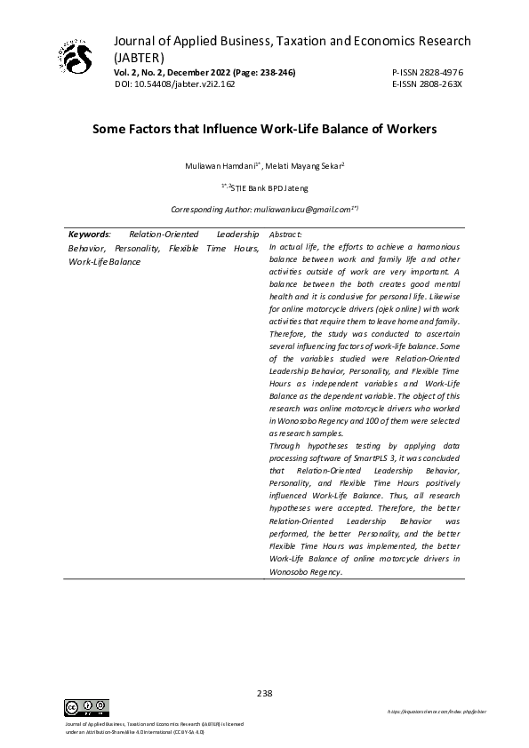 (PDF) Some Factors that Influence Work-Life Balance of Workers