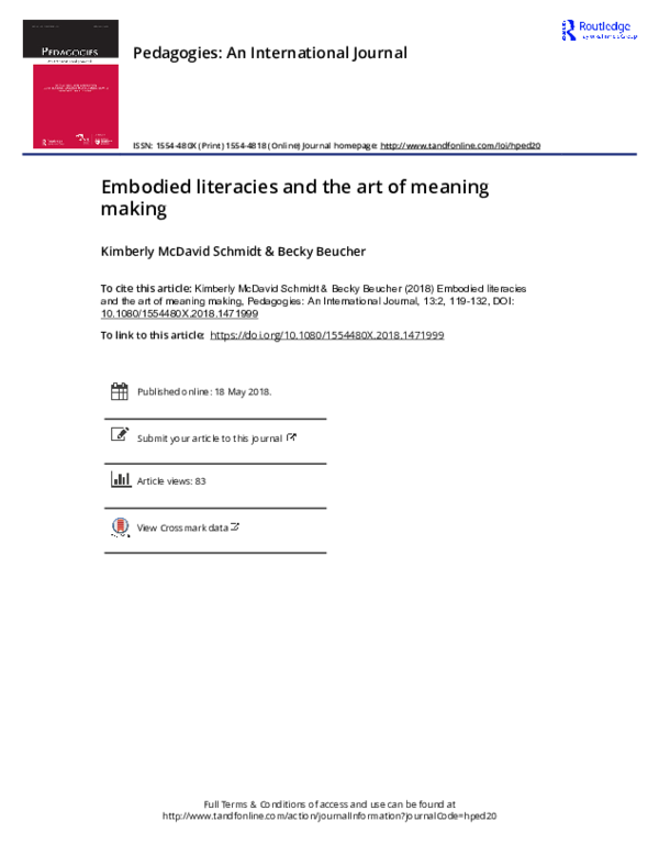 (PDF) Embodied literacies and the art of meaning making