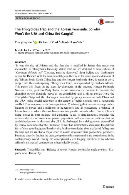 (PDF) The Thucydides Trap and the Korean Peninsula: So why Won’t the ...