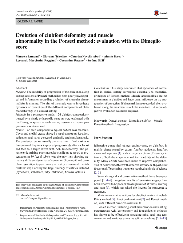 (PDF) Evolution of clubfoot deformity and muscle abnormality in the
