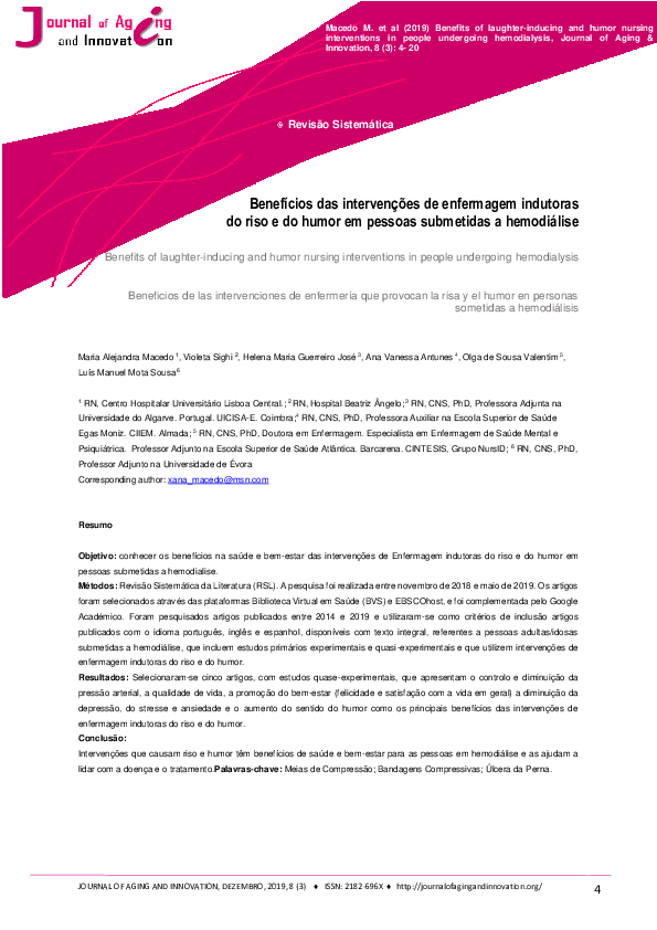 (PDF) Benefits of laughter-inducing and humor nursing interventions in ...