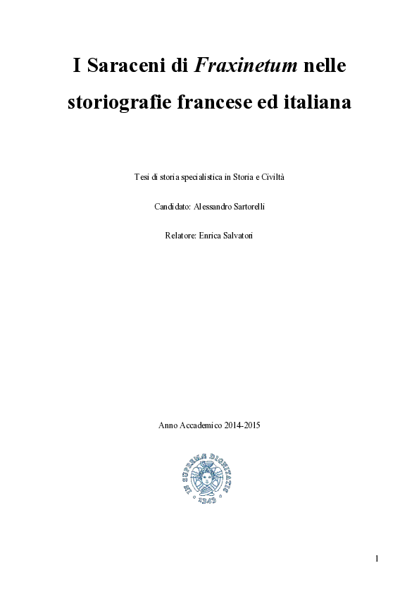 (PDF) I Saraceni di Fraxinetum nelle storiografie francese ed italiana