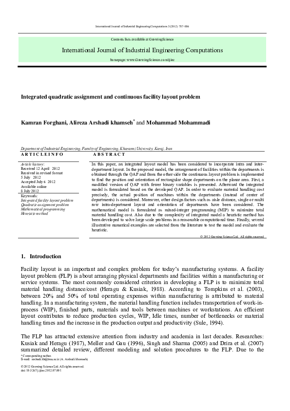(PDF) Integrated quadratic assignment and continuous facility layout ...