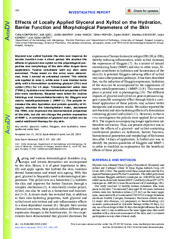 (PDF) The effects of locally applied glycerol and xylitol on the