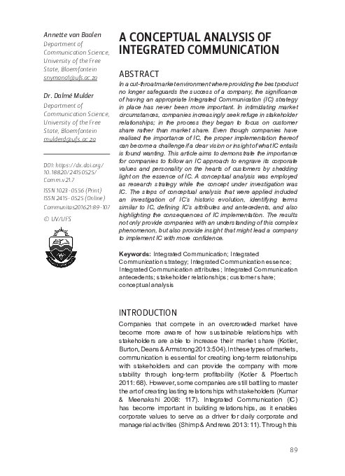 (PDF) A Conceptual Analysis of Integrated Communication