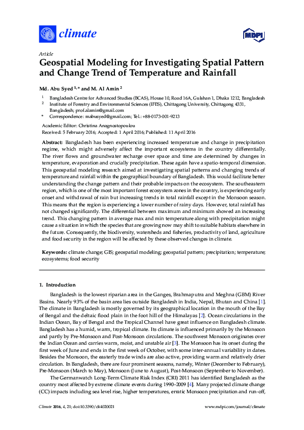 (PDF) Geospatial Modeling for Investigating Spatial Pattern and Change ...