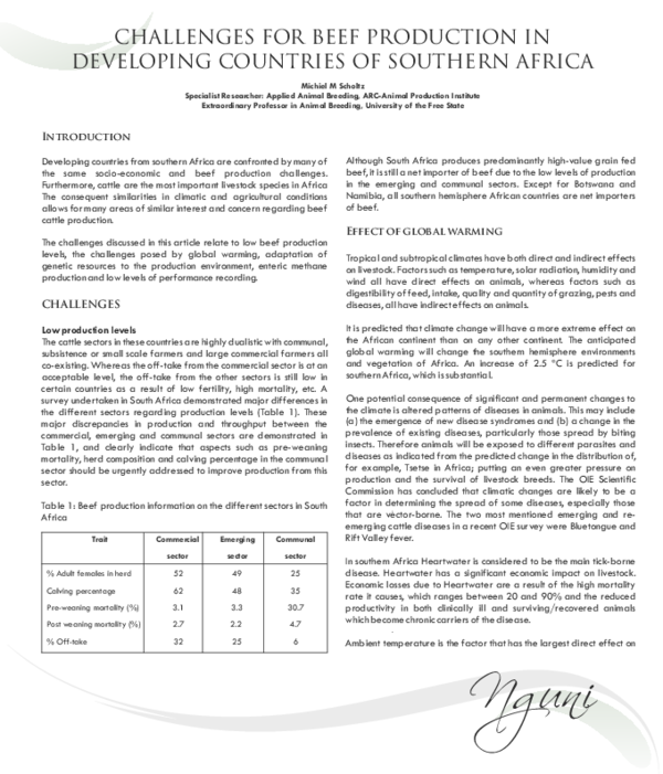 (PDF) Challenges for Beef Production in Developing Countries of ...