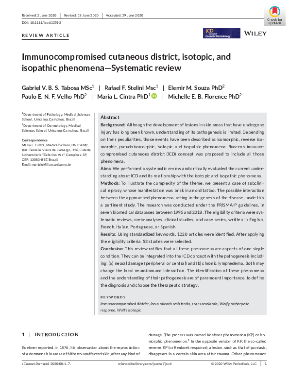 (PDF) Immunocompromised cutaneous district, isotopic, and isopathic ...