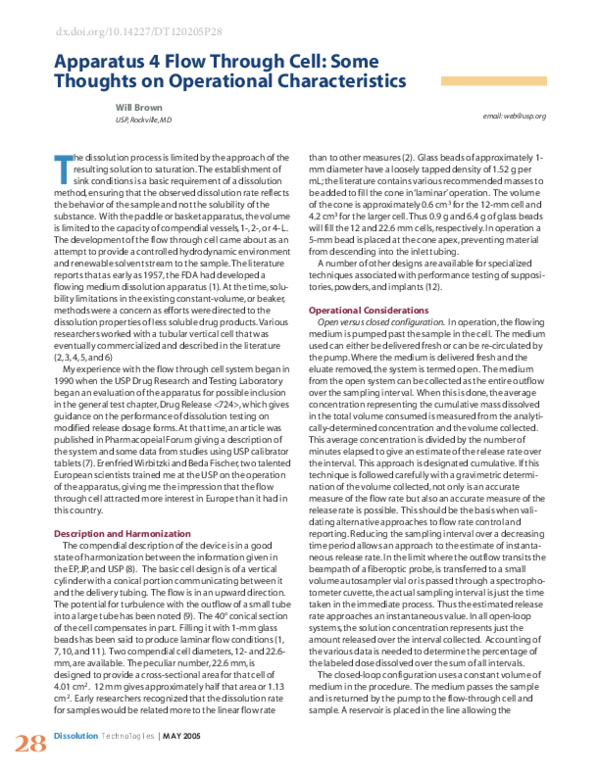 (PDF) Apparatus 4 Flow Through Cell Some Thoughts on Operational