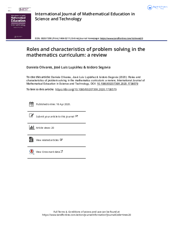 (PDF) Roles and characteristics of problem solving in the mathematics ...