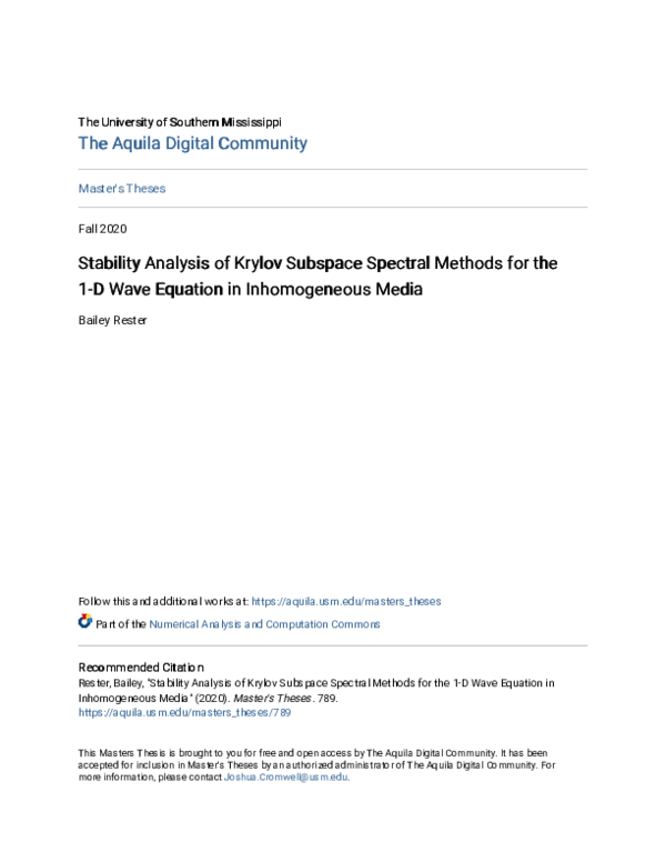 (PDF) Stability Analysis of Krylov Subspace Spectral Methods for the 1 ...