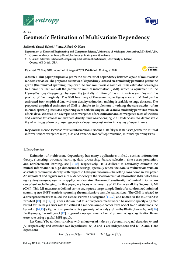 (PDF) Geometric Estimation of Multivariate Dependency