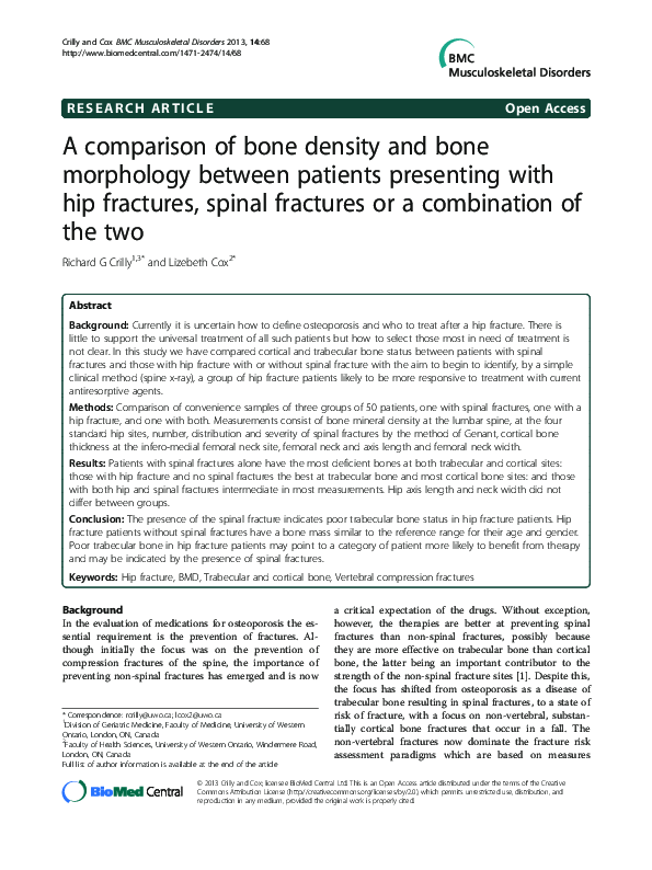(PDF) A comparison of bone density and bone morphology between patients ...