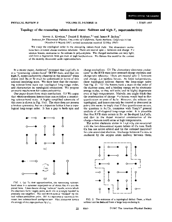 (PDF) Topology of the resonating valence-bond state: Solitons and high ...