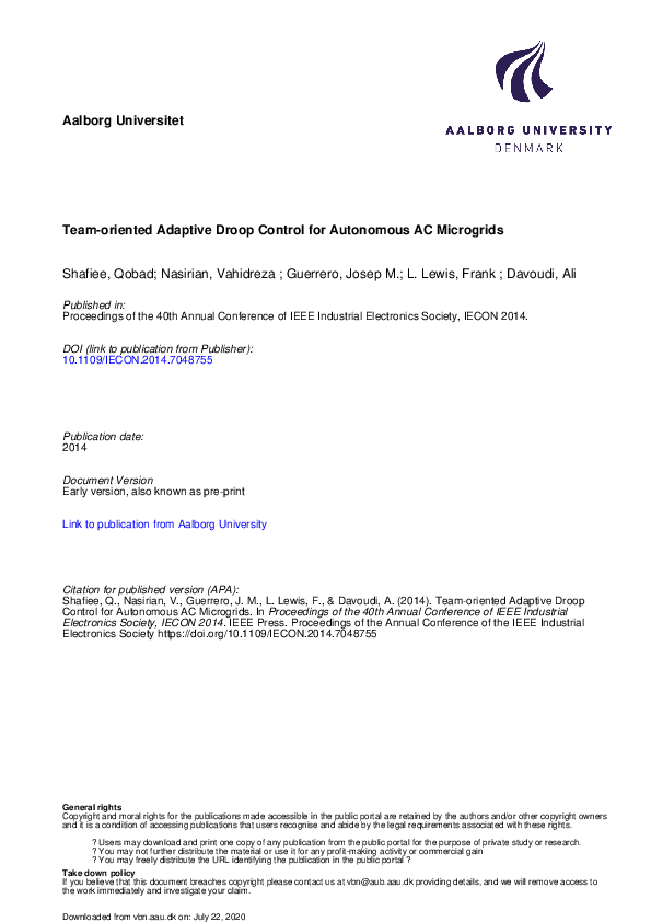(PDF) Team-oriented adaptive droop control for autonomous AC microgrids