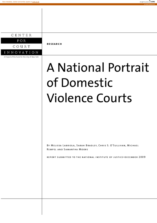 (PDF) A National Portrait of Domestic Violence Courts (PDF) A National Portrait of Domestic Violence Courts