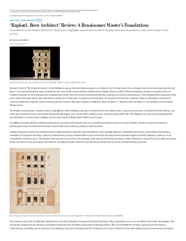 (PDF) 'Raphael. Born Architect' Review: A Renaissance Master's ...