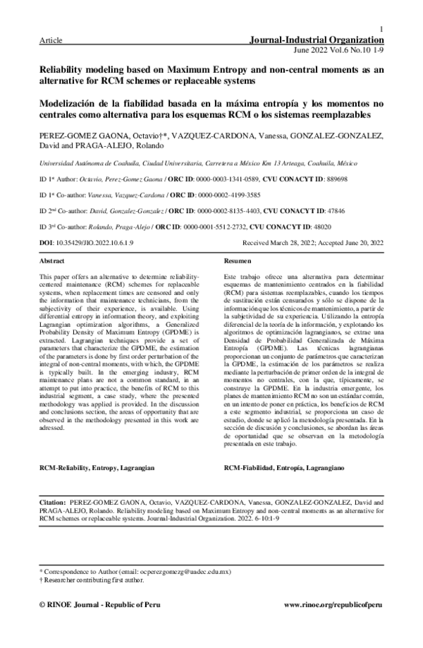 (PDF) Reliability modeling based on Maximum Entropy and non-central ...