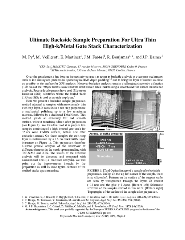 (PDF) Ultimate Backside Sample Preparation For Ultra Thin High-k∕Metal ...