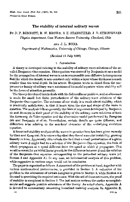 (PDF) The stability of internal solitary waves