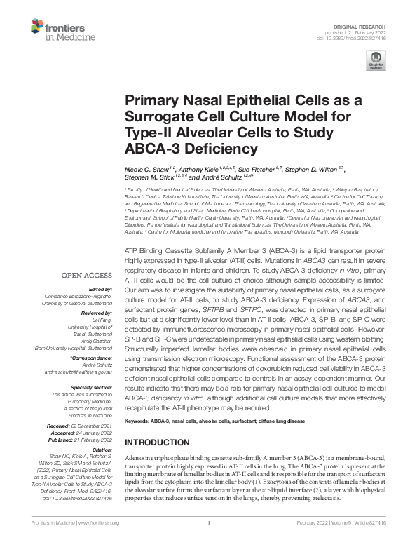 (PDF) Primary Nasal Epithelial Cells as a Surrogate Cell Culture Model ...
