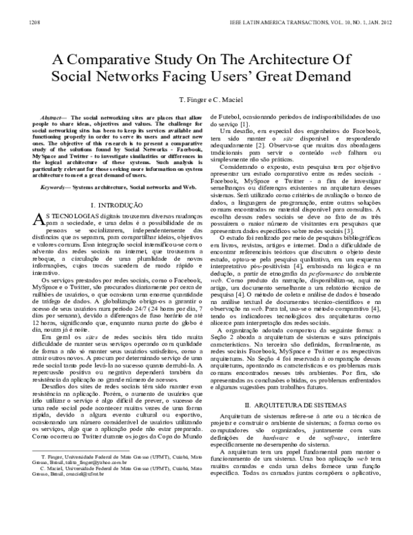 (PDF) A Comparative Study On The Architecture Of Social Networks Facing ...