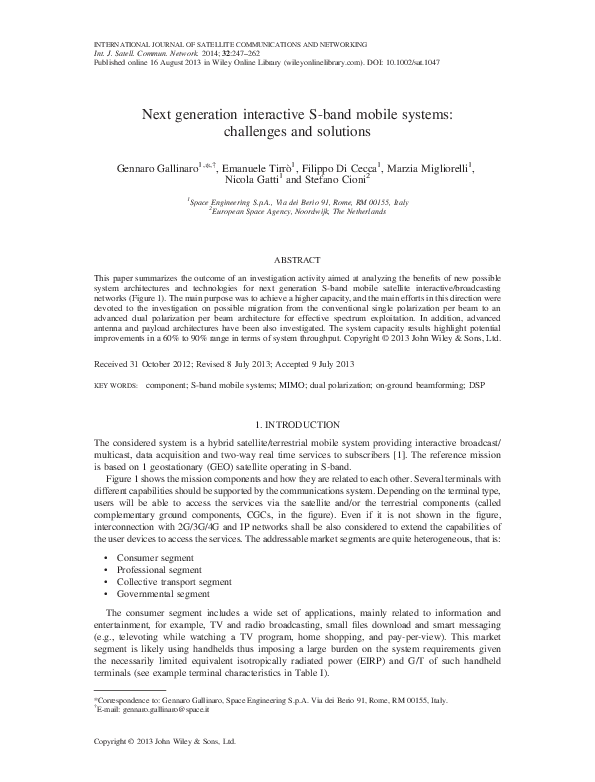(PDF) Next generation interactive S-band mobile systems: challenges and ...