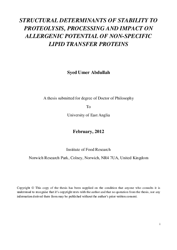 (PDF) Structural Determinants of Stability to Proteolysis, Processing ...