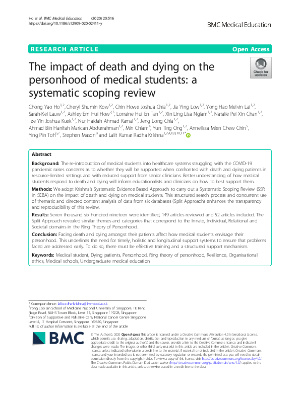 (PDF) The impact of death and dying on the personhood of medical ...