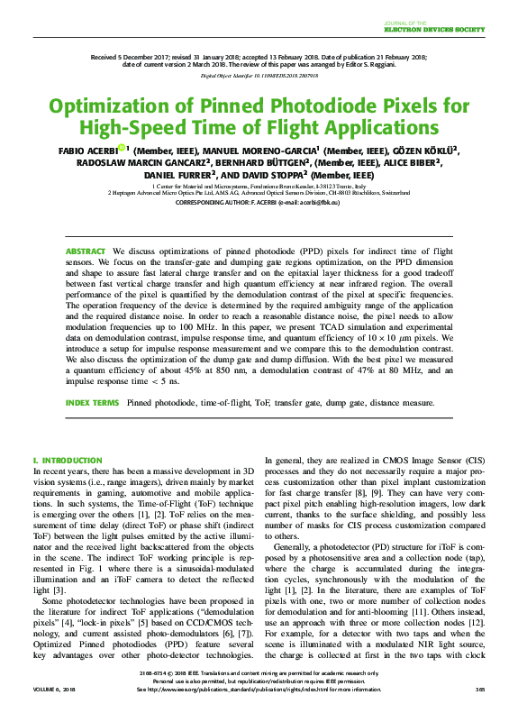 (PDF) Optimization of Pinned Photodiode Pixels for High-Speed Time of ...