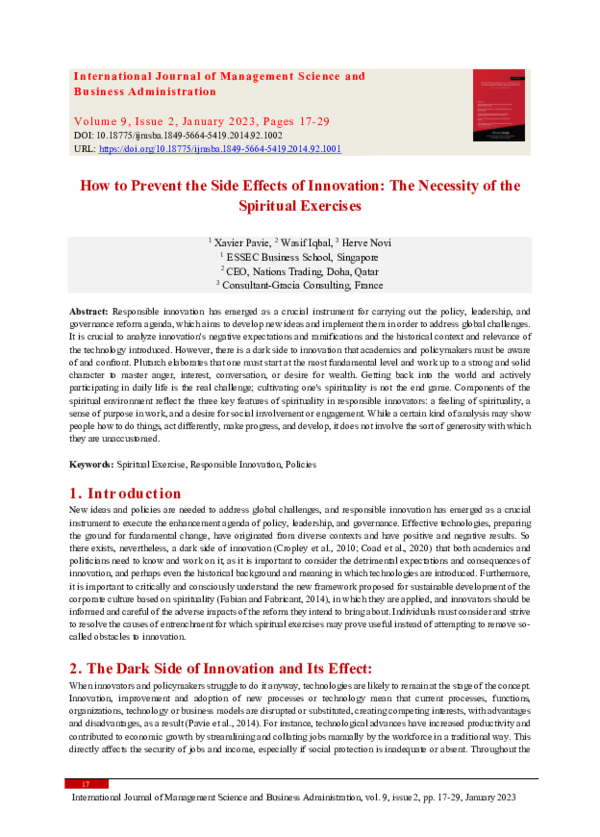 (PDF) How to Prevent the Side Effects of Innovation: The Necessity of ...