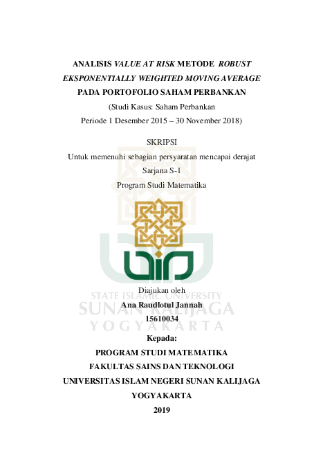 (PDF) ANALISIS VALUE AT RISK METODE ROBUST EKSPONENTIALLY WEIGHTED ...