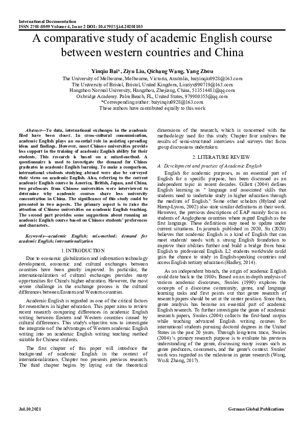 (PDF) A comparative study of academic English course between western ...