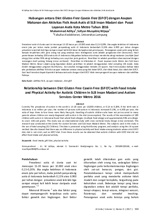 (PDF) Hubungan antara Diet Gluten Free Casein Free (GFCF) dengan Asupan ...