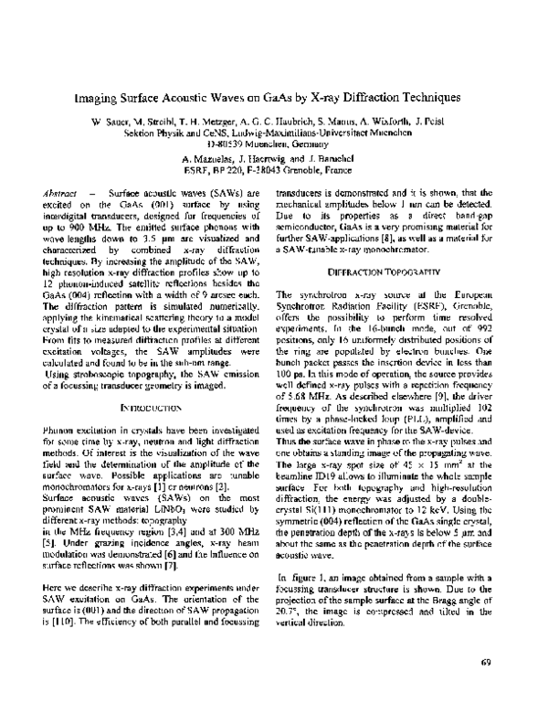 (PDF) Imaging surface acoustic waves on GaAs by X-ray diffraction ...
