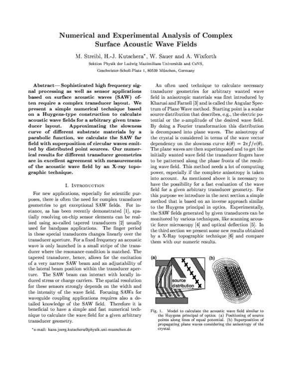 (PDF) Numerical and experimental analysis of complex surface acoustic ...
