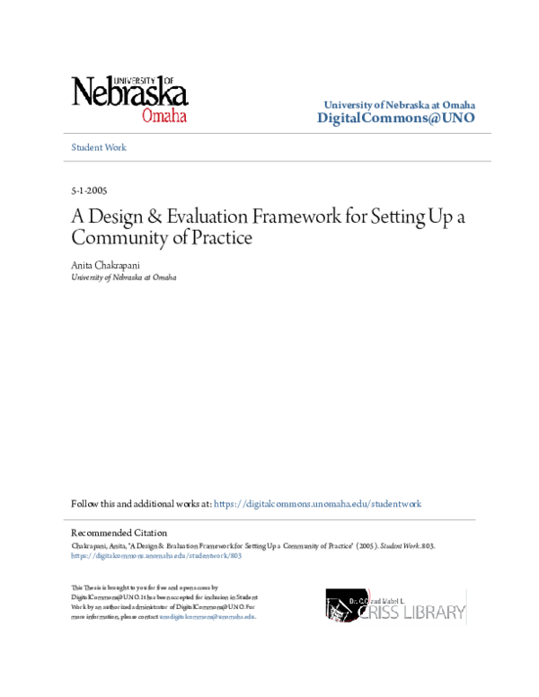 (PDF) A Design & Evaluation Framework for Setting Up a Community of ...