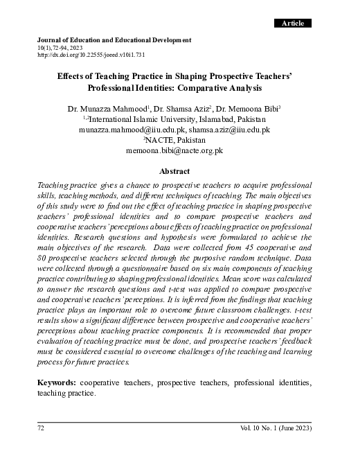 (PDF) Effects of Teaching Practice in Shaping Prospective Teachers ...
