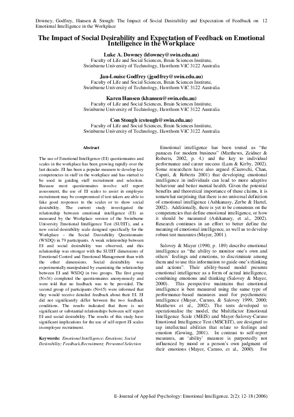 (PDF) The Impact of Social Desirability and Expectation of Feedback on ...